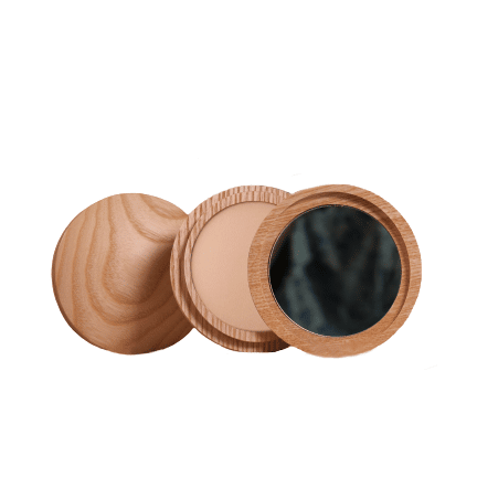 Wood compact with mirror